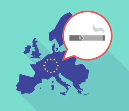 Long shadow EU map with an electronic cigarette Stock Illustration