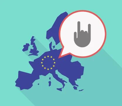 Long shadow EU map with a rocking hand Stock Illustration
