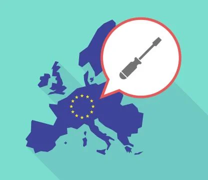 Long shadow EU map with a screwdriver Illustrazione stock