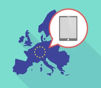 Long shadow EU map with a tablet computer Ilustración de archivo