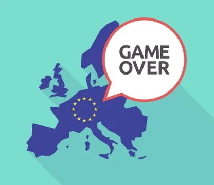 Long shadow EU map with  the text Game Over Ilustração Stock