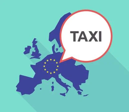 Long shadow EU map with    the text TAXI Stock Illustration