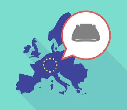 Long shadow EU map with a work helmet Stock Illustration