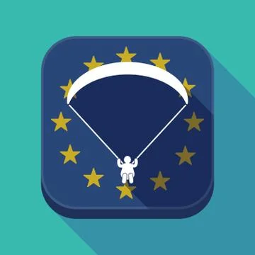 Long shadow EU square button with a paraglider イラスト素材