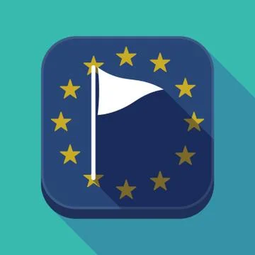 Long shadow EU square button with a golf flag Illustrazione stock