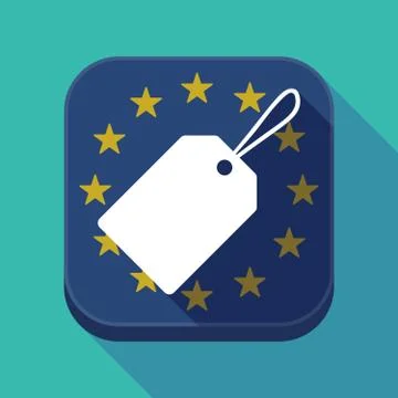 Long shadow EU square button with a label 스톡 일러스트