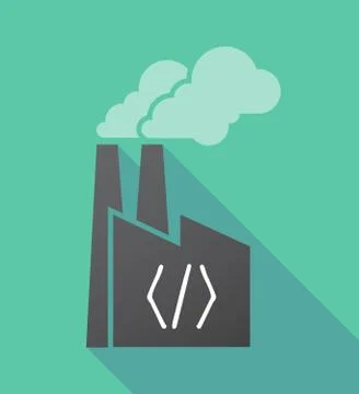 Long shadow factory with a code sign Illustration