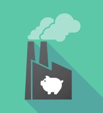 Long shadow factory with a pig Stock Illustration