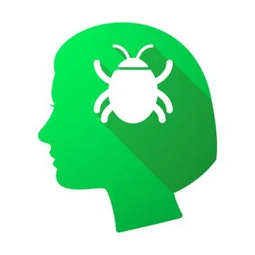 Long shadow female head with a bug Stock Illustration
