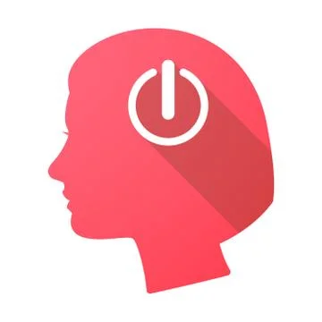 Long shadow female head with an off button Stock Illustration