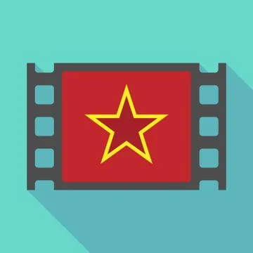 Long shadow film frame with  the red star of communism icon Stock Illustration