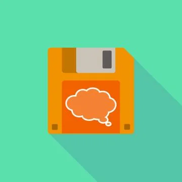 Long shadow floppy icon with a comic cloud balloon イラスト素材