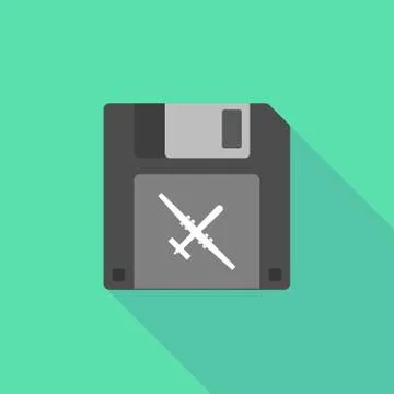 Long shadow floppy icon with a war drone Illustrazione stock