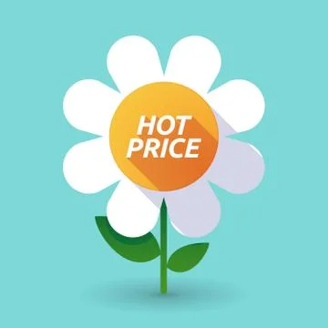 Long shadow flower with    the text HOT PRICE Illustrazione stock