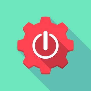Long shadow gear icob with an off button Stock Illustration