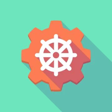 Long shadow gear icob with a dharma chakra Stock Illustration