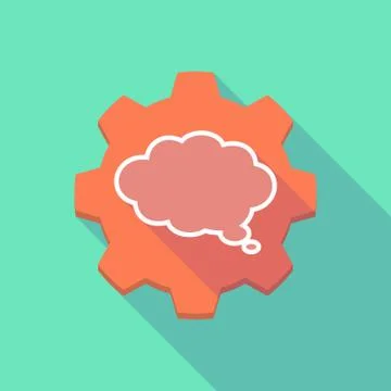 Long shadow gear icon with a cloud comic balloon Stock Illustration
