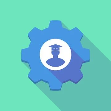 Long shadow gear icon with a  student 스톡 일러스트