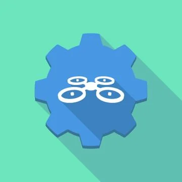 Long shadow gear with  a quadcopter drone Stock Illustration