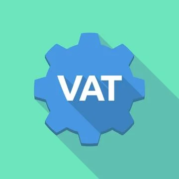 Long shadow gear with  the value added tax acronym VAT 스톡 일러스트