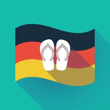 Long shadow Germany flag with   a pair of flops Stock Illustration