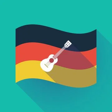 Long shadow Germany flag with  an ukulele Stock Illustration