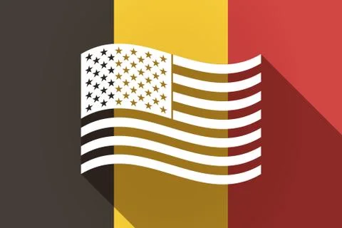 Long shadow Germany flag with  the Unites States of America waving flag Stock Illustration