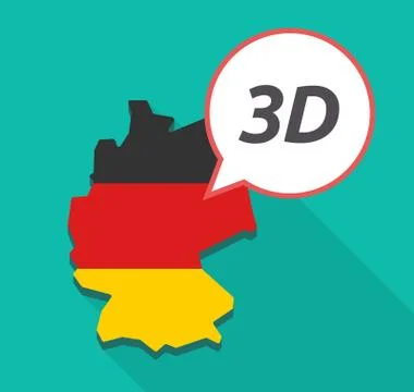 Long shadow Germany map with    the text 3D Stock Illustration