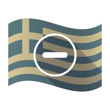Long shadow Greece flag with a subtraction sign Stock Illustration