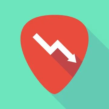 Long shadow guitar pick with a descending graph Ilustração Stock