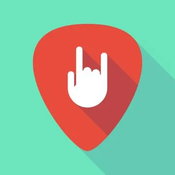 Long shadow guitar pick with a rocking hand 스톡 일러스트