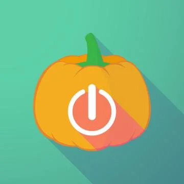 Long shadow halloween pumpkin with an off button 스톡 일러스트