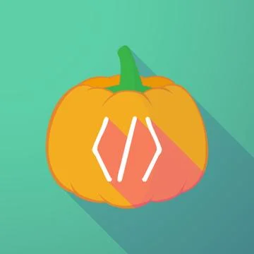 Long shadow halloween pumpkin with a code sign Illustrazione stock