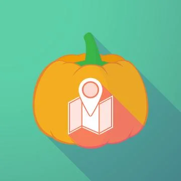 Long shadow halloween pumpkin with a map Illustrazione stock