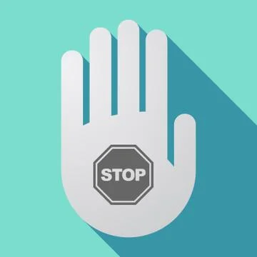 Long shadow hand with  a stop signal Stock Illustration