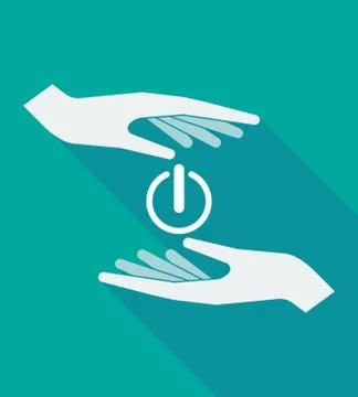 Long shadow hands with an off button Stock Illustration