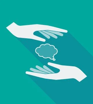 Long shadow hands with a comic cloud balloon イラスト素材