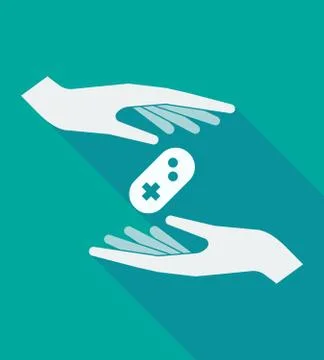 Long shadow hands with a game pad Stock Illustration