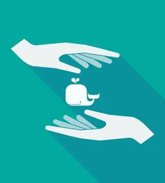 Long shadow hands with a whale Stock Illustration