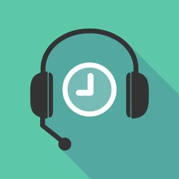 Long shadow headphones with a clock Stock-Illustration