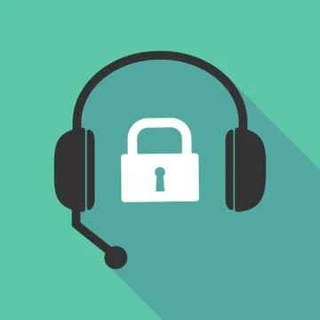 Long shadow headphones with a closed lock pad Stock Illustration