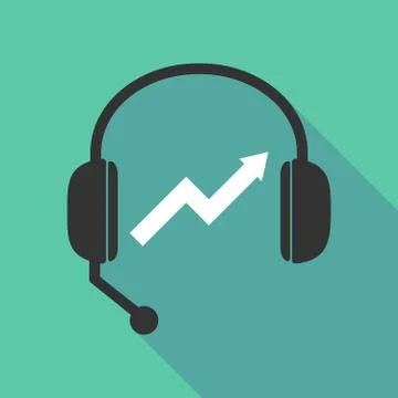 Long shadow headphones with a graph Stock Illustration