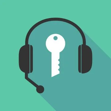 Long shadow headphones with a key Illustrazione stock