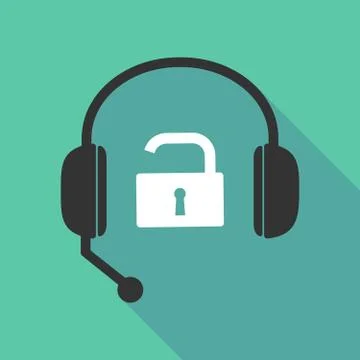 Long shadow headphones with an open lock pad Stock Illustration