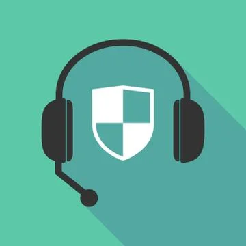 Long shadow headphones with a shield Stock Illustration