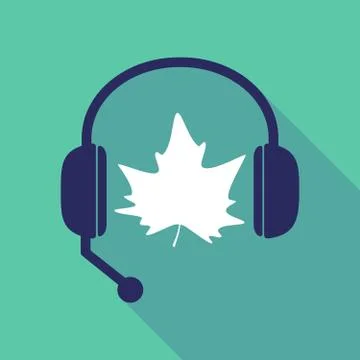 Long shadow  headset with an autumn leaf tree 스톡 일러스트