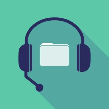 Long shadow  headset with a folder Stock Illustration
