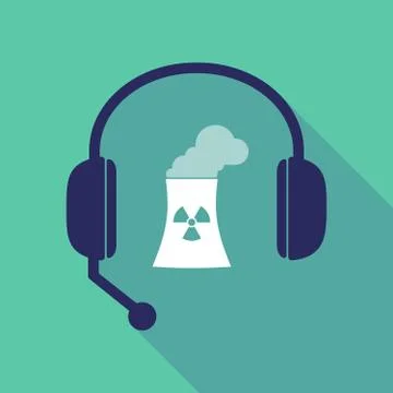 Long shadow  headset with a nuclear power station Ilustração Stock