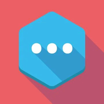 Long shadow hexagon icon with  an ellipsis orthographic sign Illustrazione stock