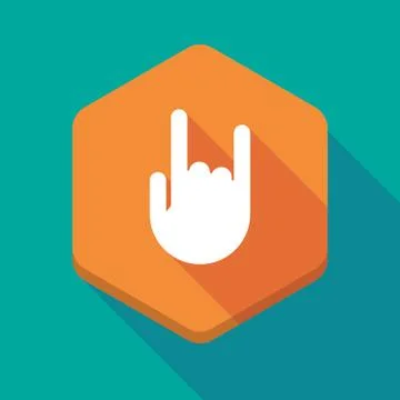 Long shadow hexagon icon with a rocking hand イラスト素材